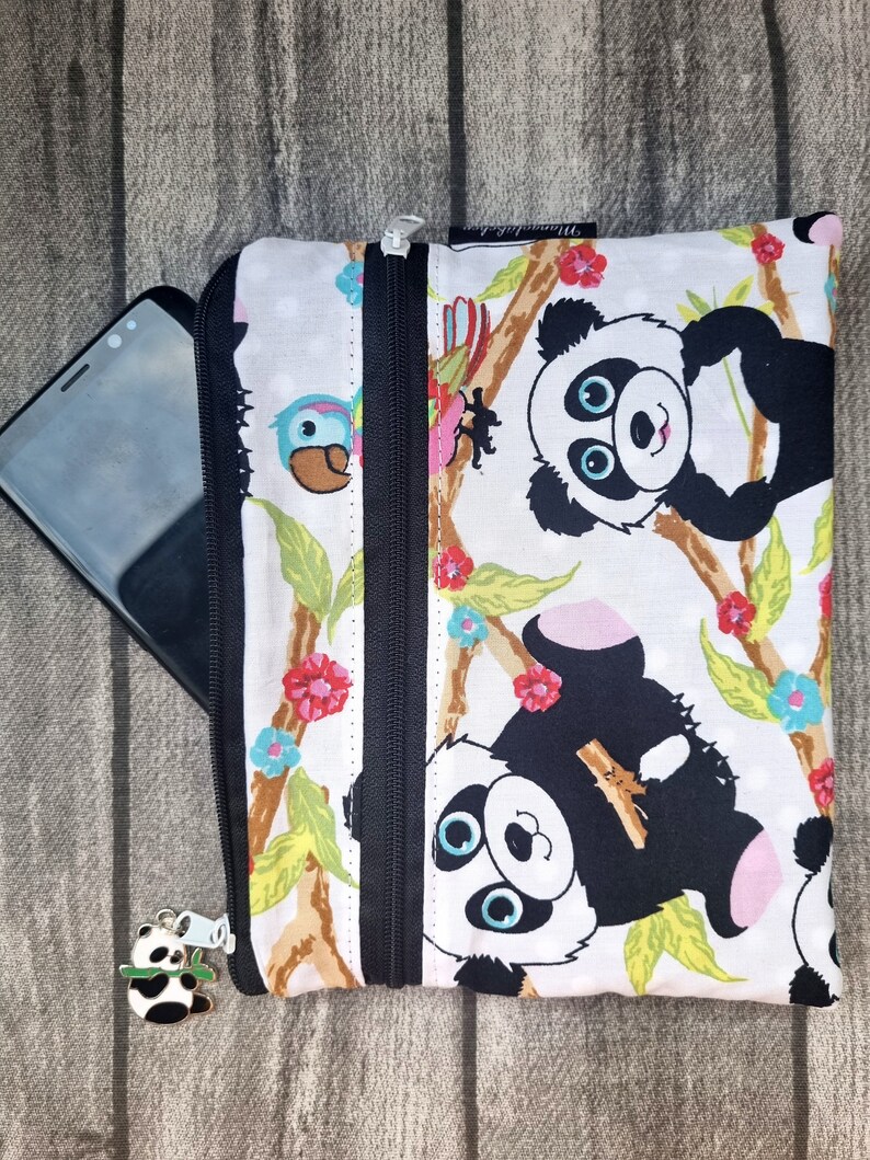 Schminktasche Panda Pandabären Niedlich Mäppchen Tropisch Bärchen Kunstleder Etui Tabaktasche Tropisch Tiere Handmade Geschenkidee Süß 画像 4