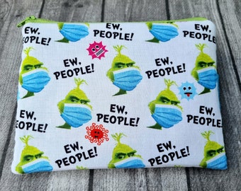 Mask bag make-up bag Grinch mask EW People people hater light blue green handmade pencil case imitation leather gift idea mobile phone case vegan