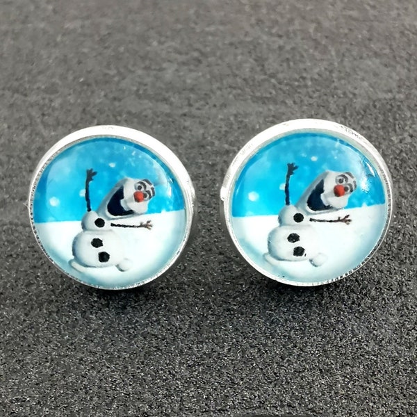 Ohrstecker Olaf Eiskönigin Disney Schneemann Silber Gold Roségold rund Schmuck Blau Weiß Sommerliebe NEU Handmade