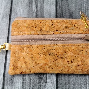 Schlüsseltasche Groß oder Klein Geldbörse Kork Gold Glitzer Anhänger Schlüsseletui NEU Handmade Mäppchen Geschenkidee Natur Vegan