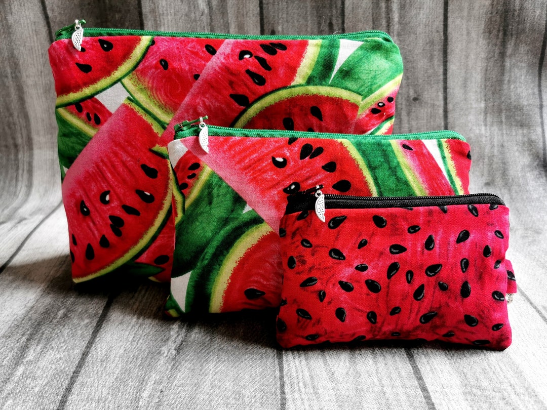 cosmetic-bag-key-ring-set-melon-fruit-red-green-glasses-case-etsy
