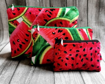 Bolsa de cosméticos y llavero conjunto melón fruta rojo verde gafas caso teléfono móvil sandía fruta bolsa de maquillaje verano NUEVO set de regalo