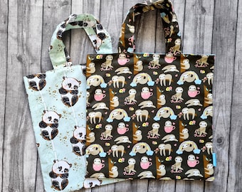 XL Shopping Bag Sloth Panda Mint Green Jute Bag Rainbow Cotton Bag Bag Bag Laundry Bag Vegan Kindergarten Funny Dead Bag