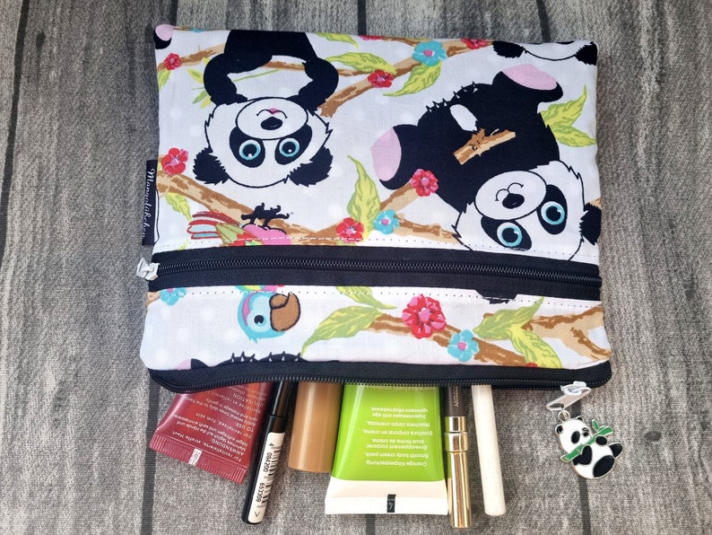 Schminktasche Panda Pandabären Niedlich Mäppchen Tropisch Bärchen Kunstleder Etui Tabaktasche Tropisch Tiere Handmade Geschenkidee Süß 画像 2