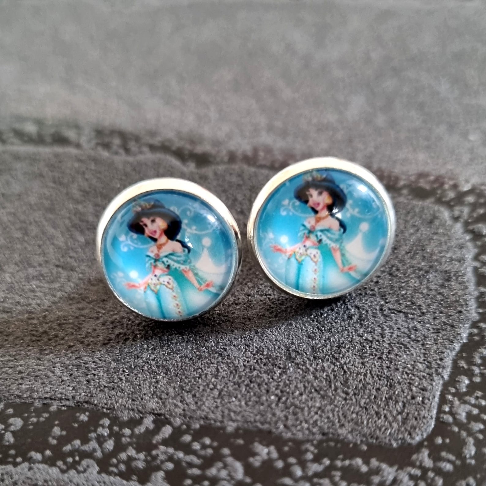 Earrings Silver Jasmine Aladdin Blue Disney Princess Earrings Etsy