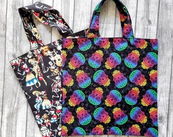 XL shopping bag skull RGB skeletons dancing Mexico colorful jute bag rainbow cotton bag skull bag laundry bag tote bag