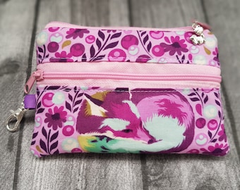 Key bag mini wallet fox berry purple colorful key case NEW Christmas gift handmade pencil case gift idea vegan