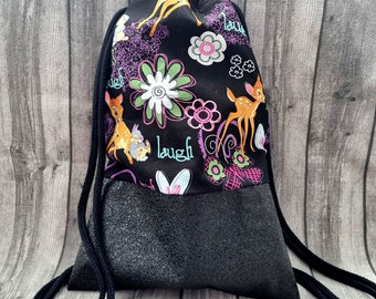 Backpack Bambi Disney black colorful Thumper gym bag animal bag NEW jute bag imitation leather with drawstring kindergarten laundry children