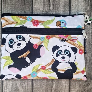 Schminktasche Panda Pandabären Niedlich Mäppchen Tropisch Bärchen Kunstleder Etui Tabaktasche Tropisch Tiere Handmade Geschenkidee Süß 画像 1