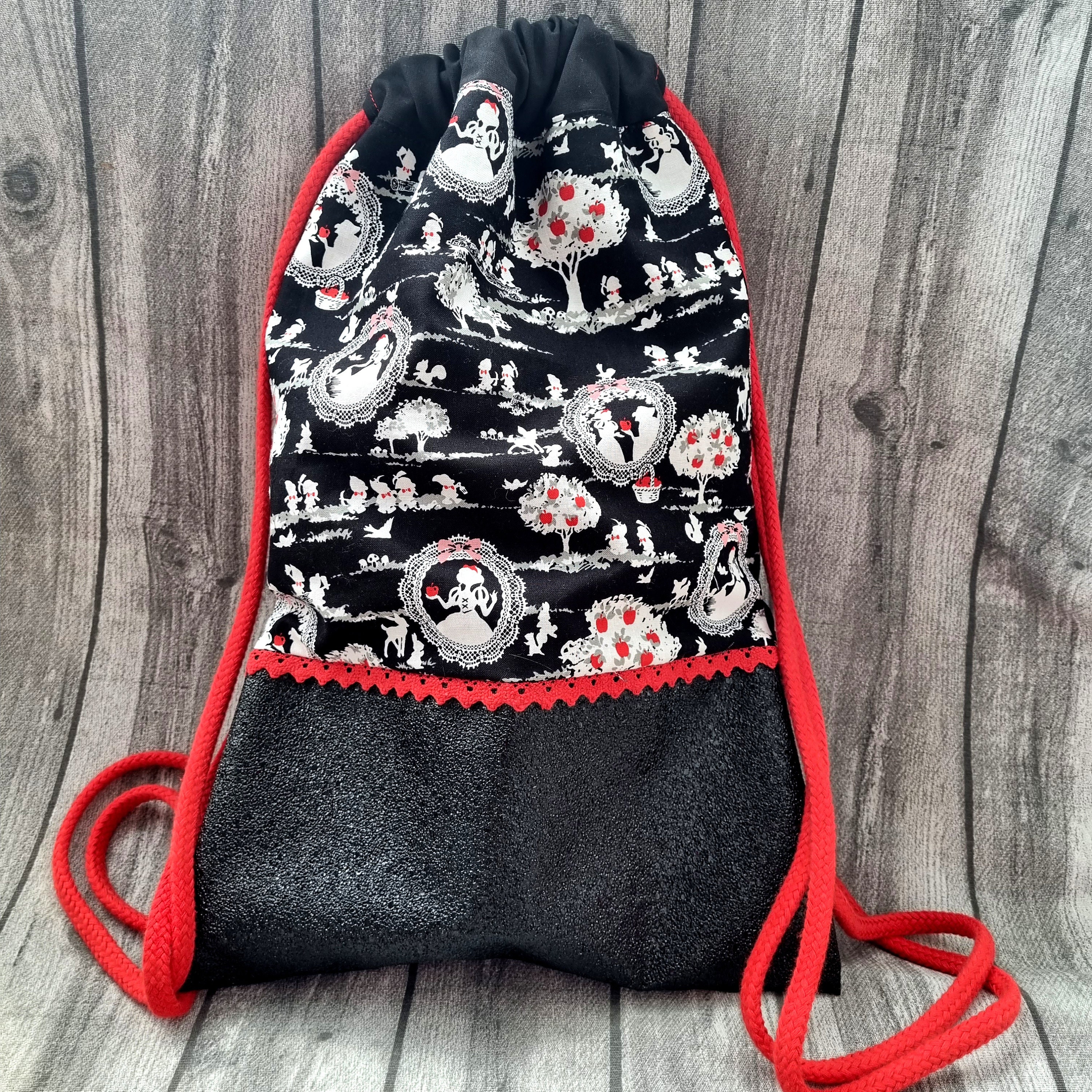 Backpack Snow White 7 Dwarfs black white red gym bag bag fairy tale bag NEW jute bag artificial leather with drawstring kindergarten laundry