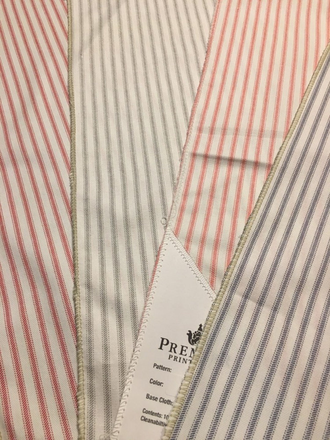 thumbnail interactive-video image 1 of Handmade Red And Cream Ticking Stripe Valance – Farmhouse Decor, 53x14 Inches 1 of 3