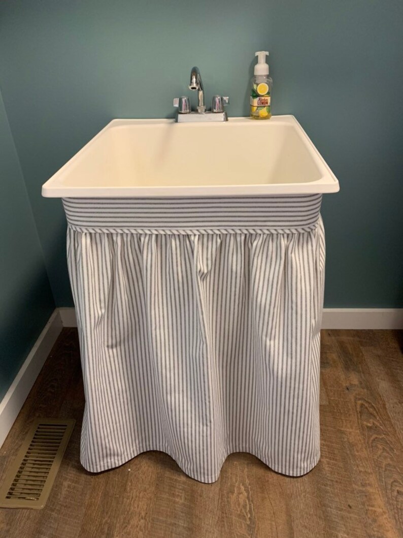 Ticking Sink Skirt Shabby Chic Country Utility Sink Farmhouse