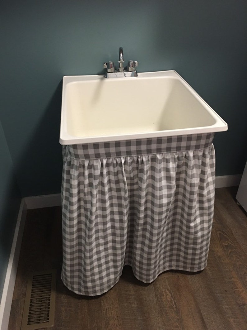 Sink Skirt Gray Buffalo Check Or You Pick Your Fabric