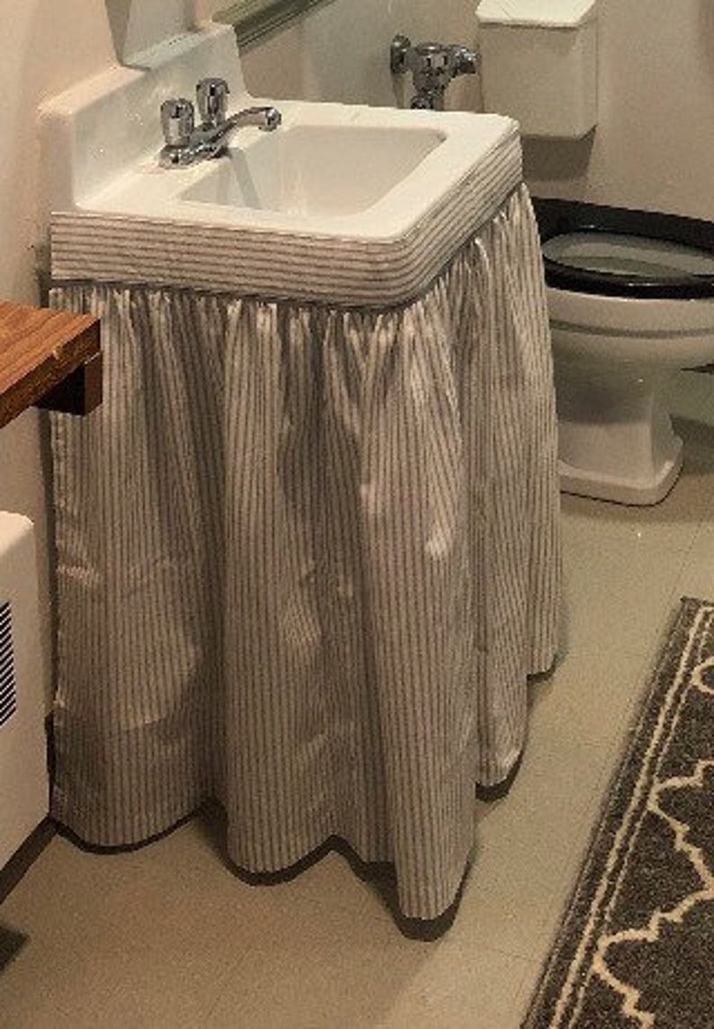 Dorm Room Sink Skirts Ticking Sink Skirt Shabby Chic Etsy Dorm Room Sink Skirts Ticking Sink Skirt Shabby Chic Etsy