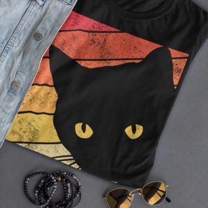 Vintage, Funny Black Cat Unisex T-Shirt