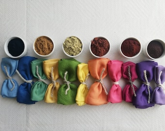 Rainbow dye kit. Natural dye kit. Eco friendly gift. Natural dye for textile. Natural extracts kit indigo. Dye starter kit. Botanical dye.