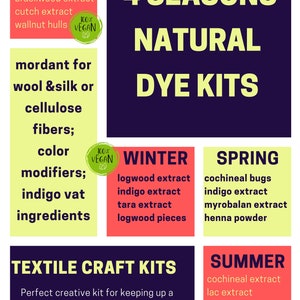 Natural dye craft kit. Textile craft kit for natural dyeing Four SEASON collection gift set Natural Dye Kit for begginers Colors from nature