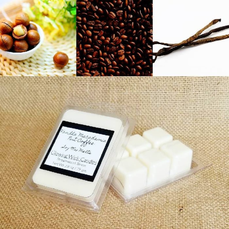 soy wax tarts gift under 10 set of 6 soy wax melts coffee lover gift stocking stuffer Vanilla macadamia nut coffee soy wax melts