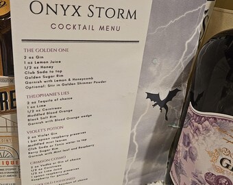 Onyx Storm Cocktailkarte, digitaler Download, drucken Sie Ihre eigene für Onyx Storm Book Club, The Empyrean, Vierter Flügel
