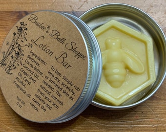 Lotion Bar, Barra de loción sólida, Barra de mantequilla corporal, con cera de abejas y manteca de cacao