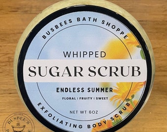 Gommage fouetté au sucre • Gommage exfoliant moussant pour le corps • Fabriqué à la main • 6 oz
