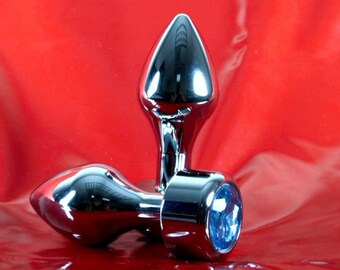 Intermediate Bullet Stainless Steel Jewel Butt Plug MEDIUM mature