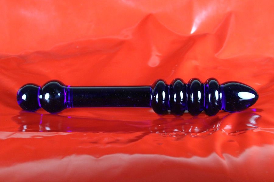 Double Sided Blue Glass Dildo Sex Toy D15 Mature