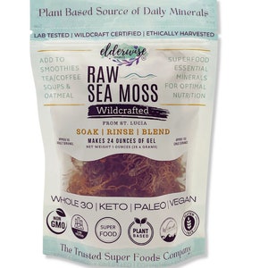 Sea Moss PURPLE Raw Non GMO Sundried WILDCRAFTED Mineral Rich Makes 24 Ounces of Gel image 1