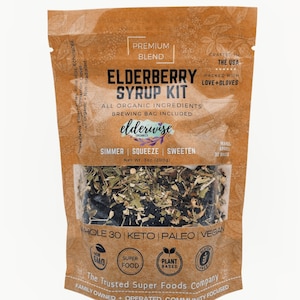 ELDERBERRY SYRUP KIT Makes 32oz Brewing Bag Included Organic Ingredients Elderberry Syrup Kit ORIGINAL BLEND