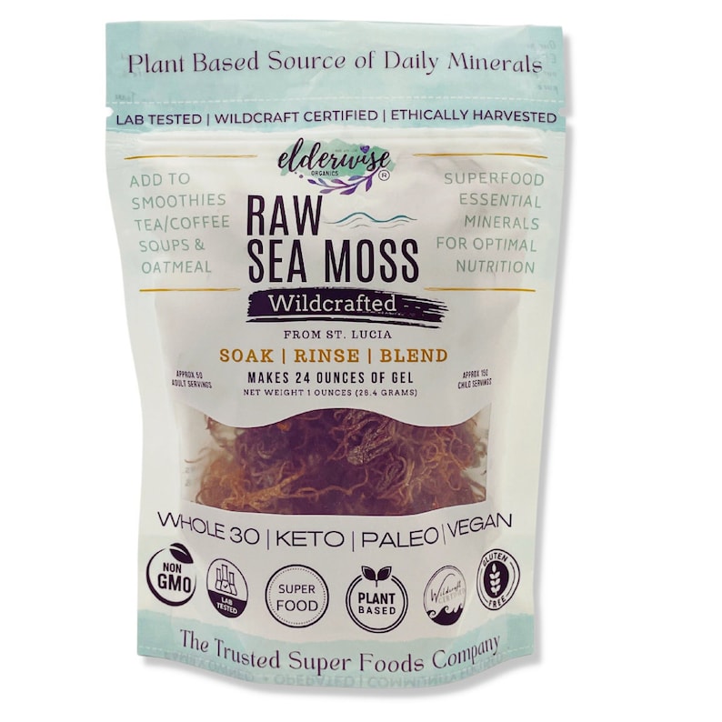 Sea Moss PURPLE Raw Non GMO Sundried WILDCRAFTED Mineral Rich Makes 24 Ounces of Gel image 1