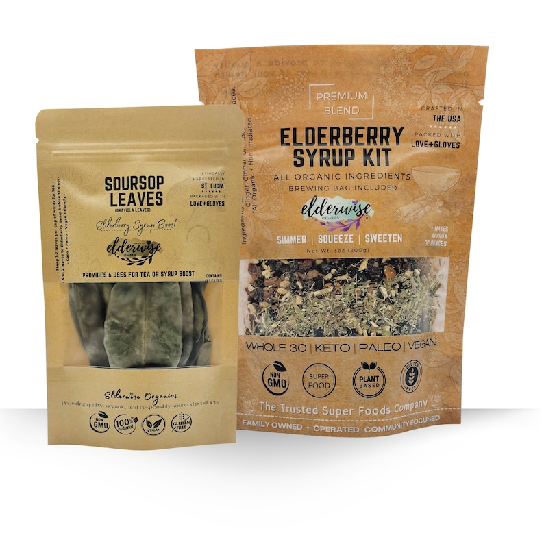 ELDERBERRY SYRUP KIT Makes 32oz Brewing Bag Included Organic Ingredients Elderberry Syrup Kit ORIGINAL W/ SOURSOP
