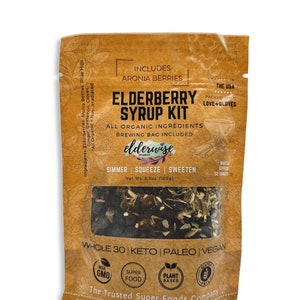 ELDERBERRY SYRUP KIT Makes 32oz Brewing Bag Included Organic Ingredients Elderberry Syrup Kit ARONIA BLEND