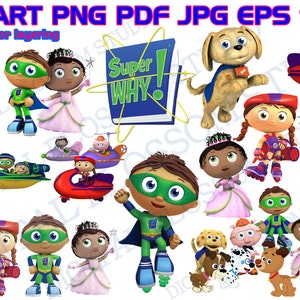 Super Why ClipArt, Super Why birthday, Super Why Party Decorations, PNG, Clip art, Sublimation, Layered Art, Super Why Stickers, Pdf