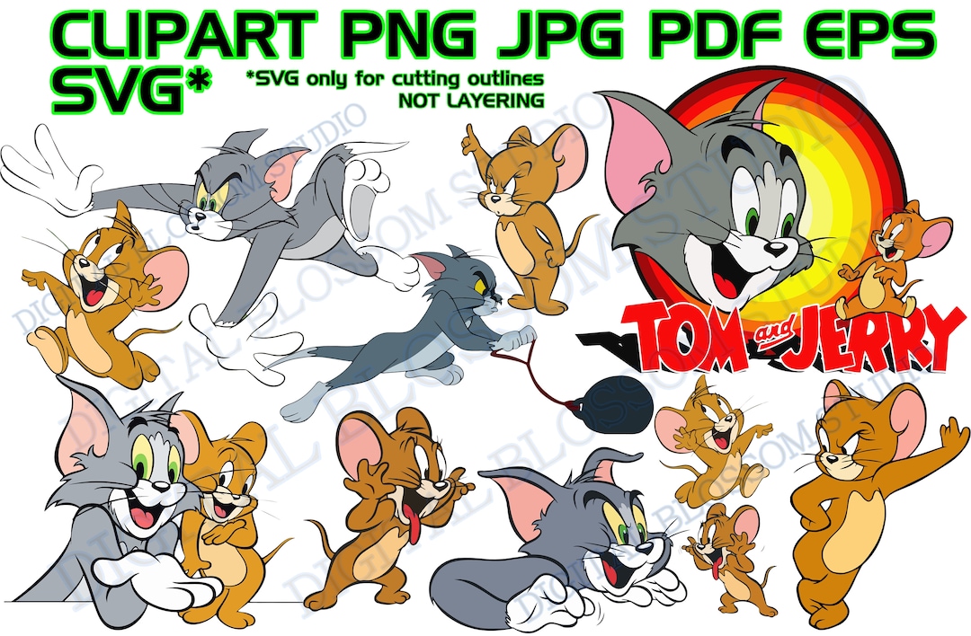 Fan Art, Tom and Jerry Clipart Tom & Jerry Birthday, Tom and Jerry Party  Decorations, PNG, SVG, Sublimation, Tom and Jerry Stickers 