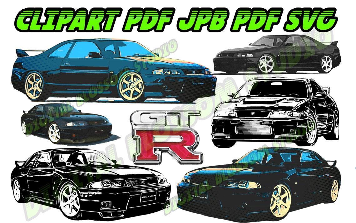 Skyline R33 Clipart Gt-r Png Nissan R33 Printable GTR | Etsy