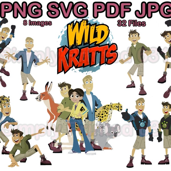 Wild Kratts CLIP ART Bundle, Wild Kratts Birthday, Wild Kratts Printouts, Instant Download, Wild Kratts T shirt, Cricut, Sublimation