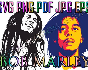 Fan Art BOB MARLEY Svg Bundle, Marley Png, Bob Marley tshirt art, Bob Marley Sublimation, Pdf, Eps, Bob Marley Sticker Digital download
