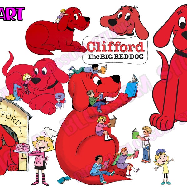 Clifford der große rote Hund Clipart Bundle, Clifford Png, Clifford der große rote Hund Geburtstagsdekoration, Tshirt-Design, Sublimation