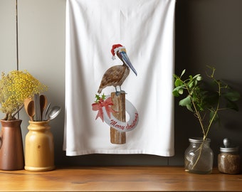 Christmas Pelican Kitchen Towel