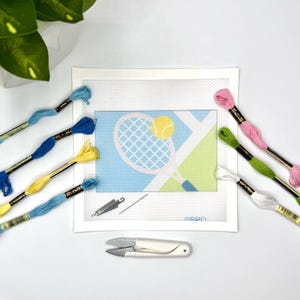 Tennis Needlepoint Kit (on blue/green/white)