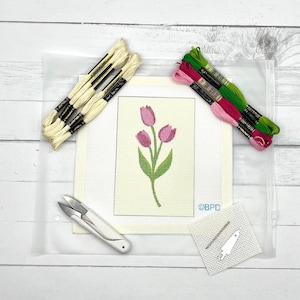 Tulips on Yellow Needlepoint Kit
