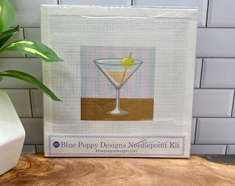Martini on a striped background Needlepoint Kit