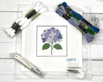 Kit de bordado de hortensias azules