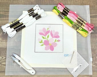 Pink Blumen Stickpackung