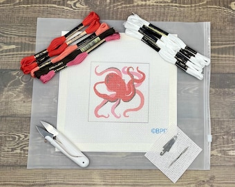Octopus Needlepoint Kit (4" x 4")