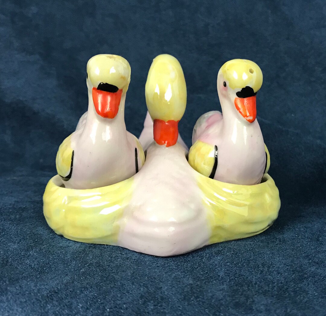 Swans Mother With Babies Salt and Pepper Shakers Made in Etsy