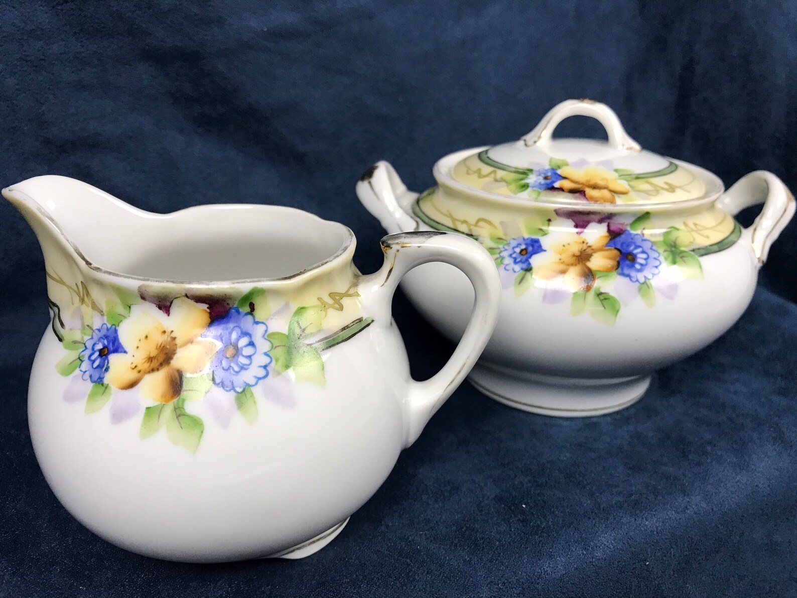 Noritake cream and sugar set Morimura pattern n1162 yellow Etsy