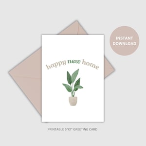 Tarjeta de inauguración de la casa / Tarjeta de nueva casa / Tarjeta imprimible para el hogar / Primera casa / Tarjeta digital / Planta de interior / Tarjeta con planta de interior / Tarjeta para un amigo
