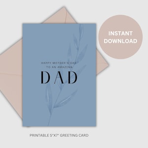 Feliz Dia das Mães para o Pai | Download Digital para Imprimir | Cartão Fofo para o Pai no Dia das Mães | Cartão de Dia das Mães para o Pai | Cartão para o Pai