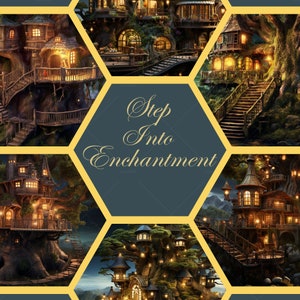 20x Enchanted Treehouse Digital Backdrop Set - High-Resolution PNGs for Whimsical Photoshoots